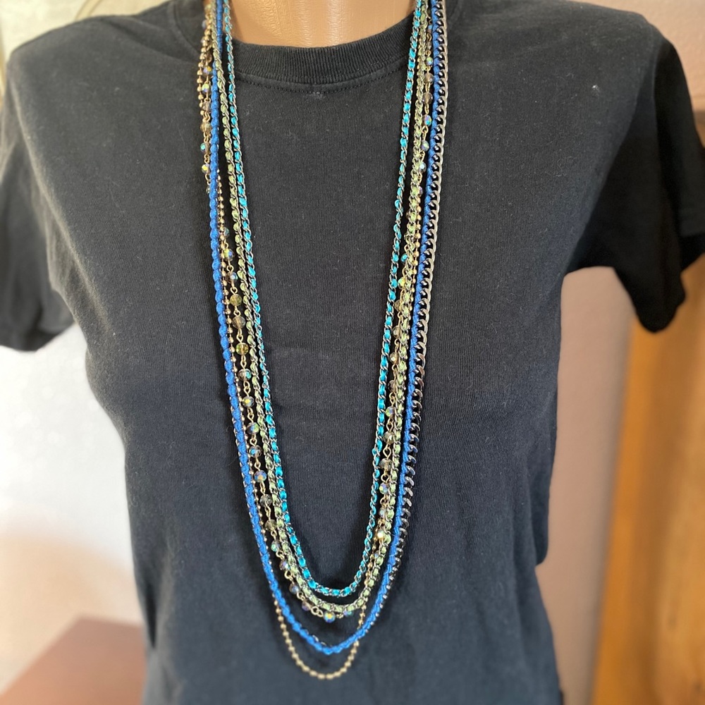 Long multi-strand/color necklace